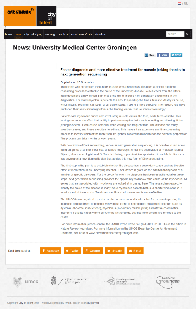 city of talent umcg news on onlingroningencom